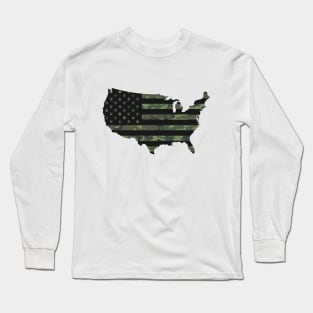 USA Flag - Woodland Black Long Sleeve T-Shirt